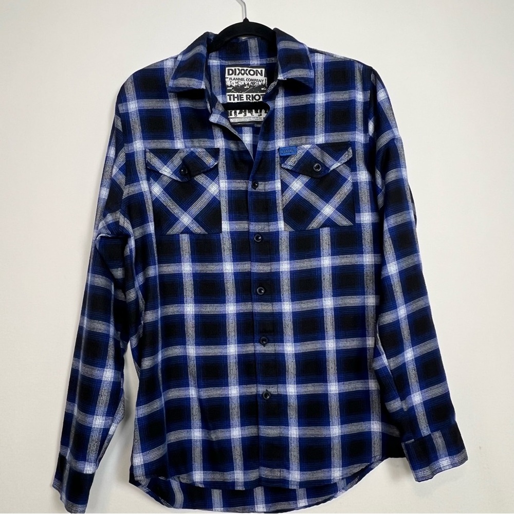 Dixxon Flannel Co. - "The Riot" Men's Small - Blue/Black/White Plaid
